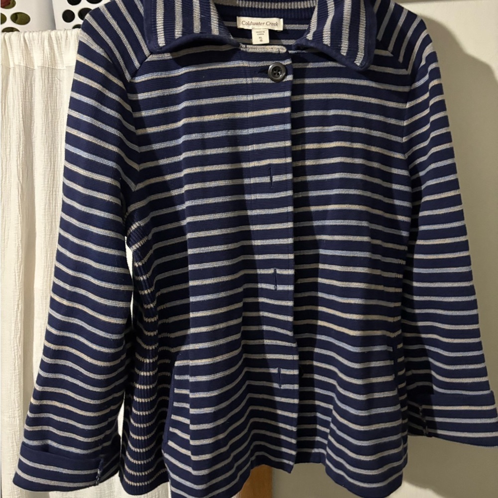 Coldwater Creek Navy and White Striped Blazer